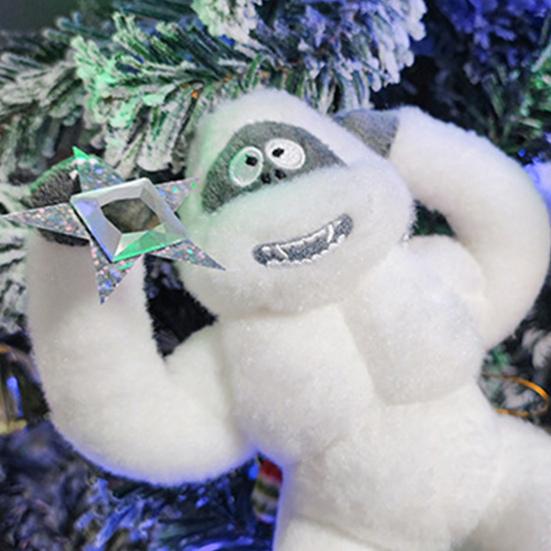 Abominable Snowman Christmas Tree Topper Plush Stuffed Snow Elf Christmas Tree Hugger with Star for Xmas Treetop Decoration