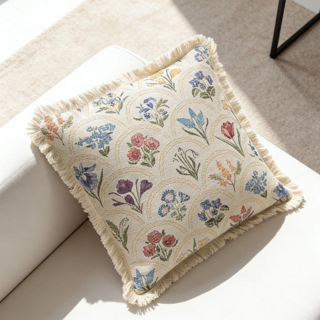 Washable Square Modern Farmhouse Couch Sofa Living Room Outdoor Cushion Decorative Tassel Couch Throw Pillow Covers