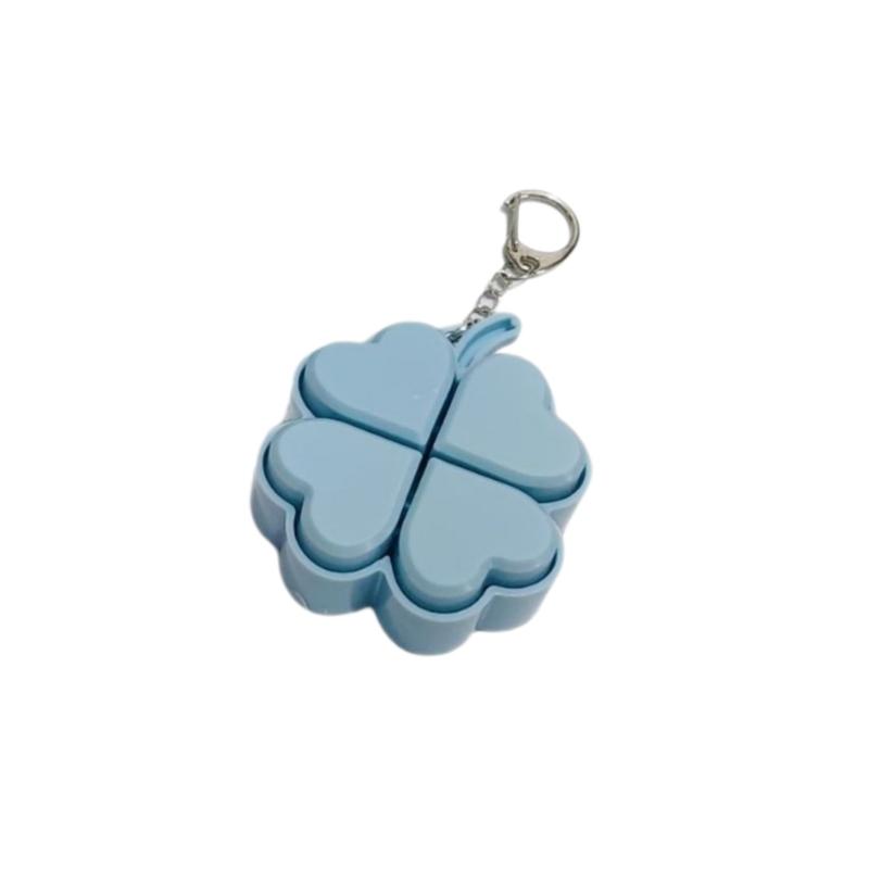 Stress Relief LED Keychain with Four-Leaf Clover Design Clickable Buttons for Everyday Use