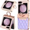 NINKI Совместимый чехол для телефона Samsung Galaxy Z Flip 6 Блестящий с защитой шарнира Фиолетовый, Роскошный чехол с бриллиантовым блеском для Galaxy Z Flip 6 с кольцом, Телефон