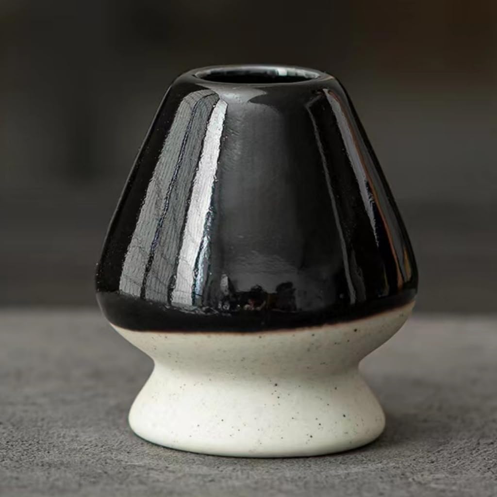 Керамическая подставка для часена матча, традиционный японский аксессуар для набора матча (Черное и белое)