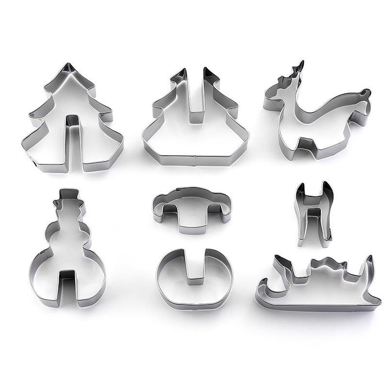3D Stainless Steel Christmas Scene Cookie Cutter Metal Cookie Mold Flip Pcs 8 LS