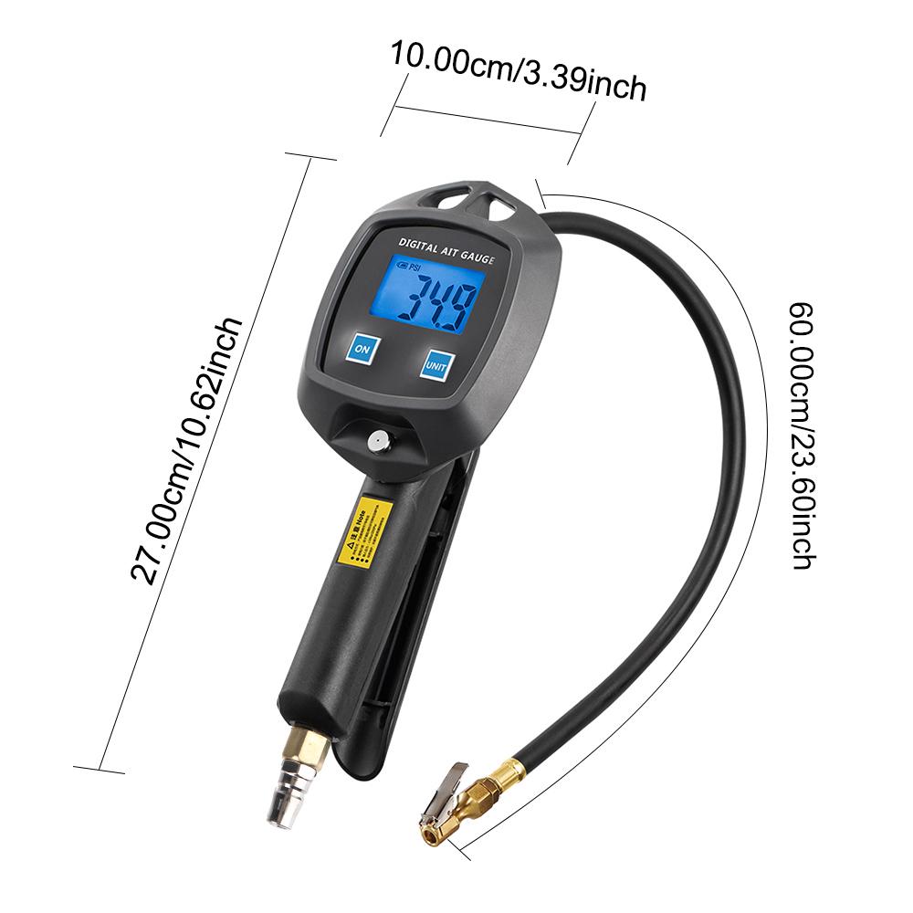 High-precision Monitoring Inflation Gun Tire Pressure Gauge Psi Bar Kpa Kg/cm2 Meter Car Tire Manometro Universal Digital Display