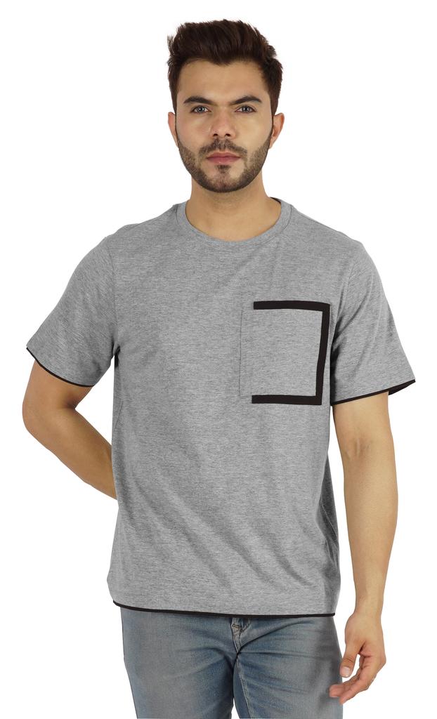 Inkmeso Мужские футболки с круглым вырезом, повседневные базовые рубашки с коротким рукавом и накладным карманом