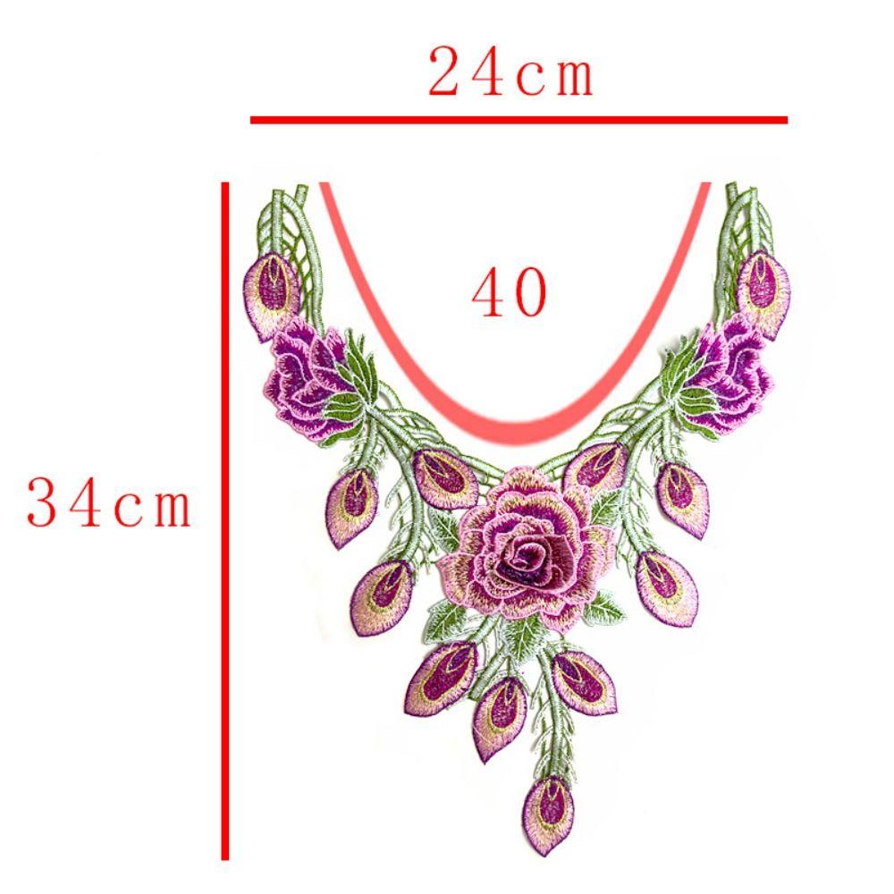 Detachable Embroidery Flower Applique 24cm X 34cm Floral Patches  Wedding Decoration DIY