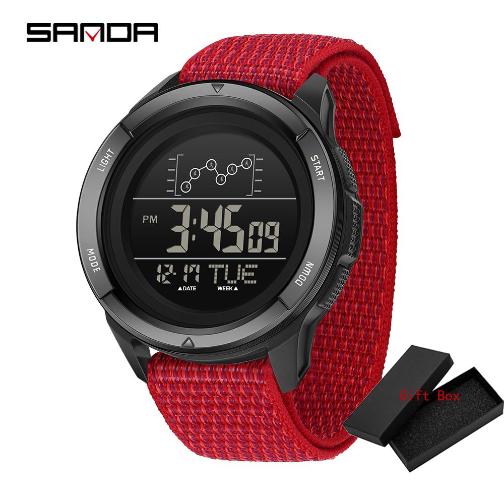 Fashion Sanda 2198 Top Led Digital Large Dial Multifunctional Alarm Waterproof Outdoor Sports Watches For Students