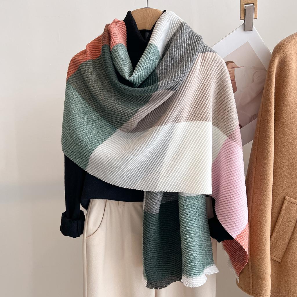 Women Winter Cashmere Scarf Stripe Pashmina Luxury Brand Shawls and Wraps Bufanda Hijab Travel Stoles Echarpe Warm Blanket