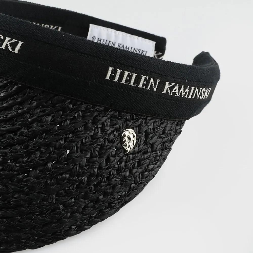 Helen Kaminski HAT52204 Charcoal Black Logo Bianca 8 Visor