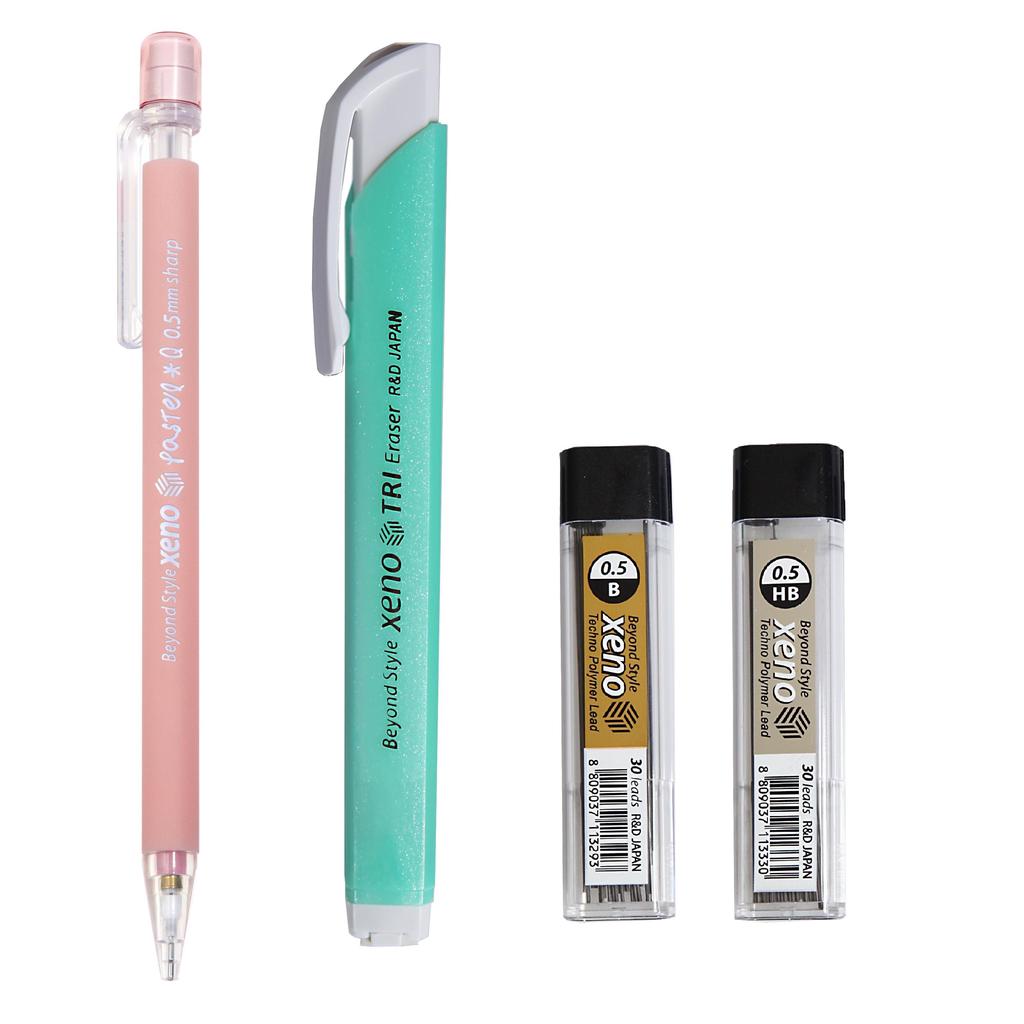 Механический карандаш Xeno Pastel Q с ластиком и запасными грифелями 0,5 мм с HB, B