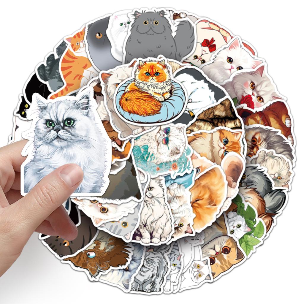 52 Persian Cat Graffiti Stickers Personalized Cartoon Cute Cat Decorative Water Cup Mobile Phone Luggage Sticker