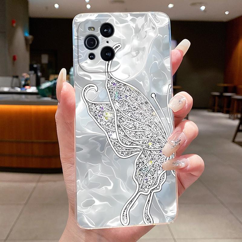 Case For OPPO Find X3 / Find X3 Pro Casing Clear Luxury Fashion Butterfly Flower Soft TPU Silicone Cover For FindX3 X3Pro Bumper