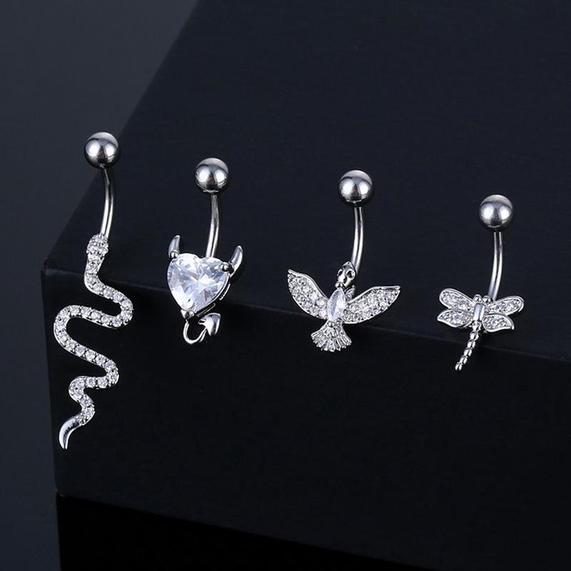 Crystal Belly Button Ring Animal Shape Belly Piercing Stainless Steel Navel Ring