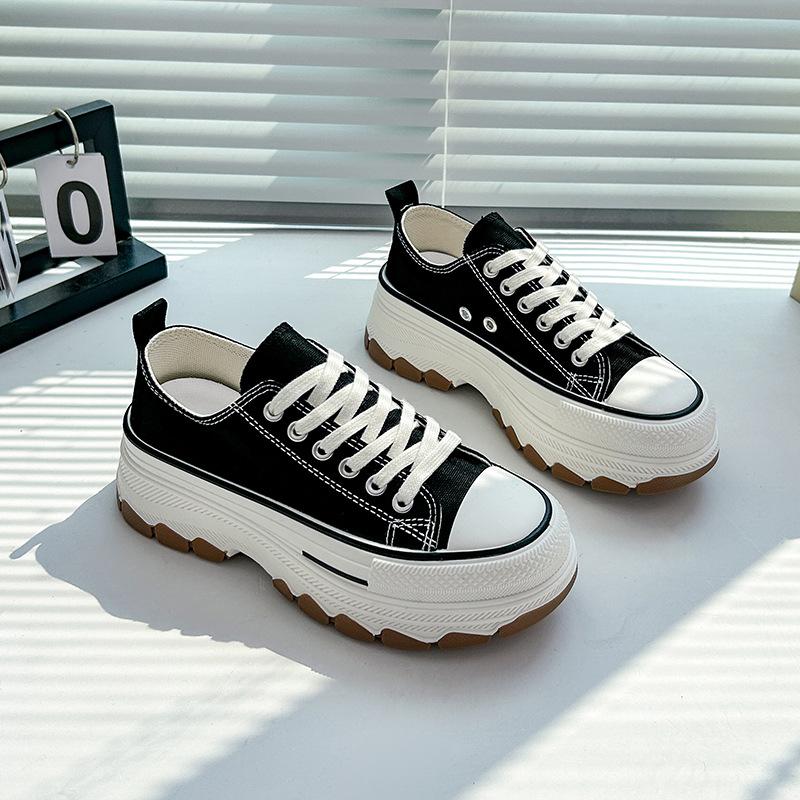 Женские парусиновые кроссовки на платформе, нескользящая дышащая прогулочная спортивная обувь на шнуровке, повседневные кроссовки из искусственной кожи для женской парусиновой обуви