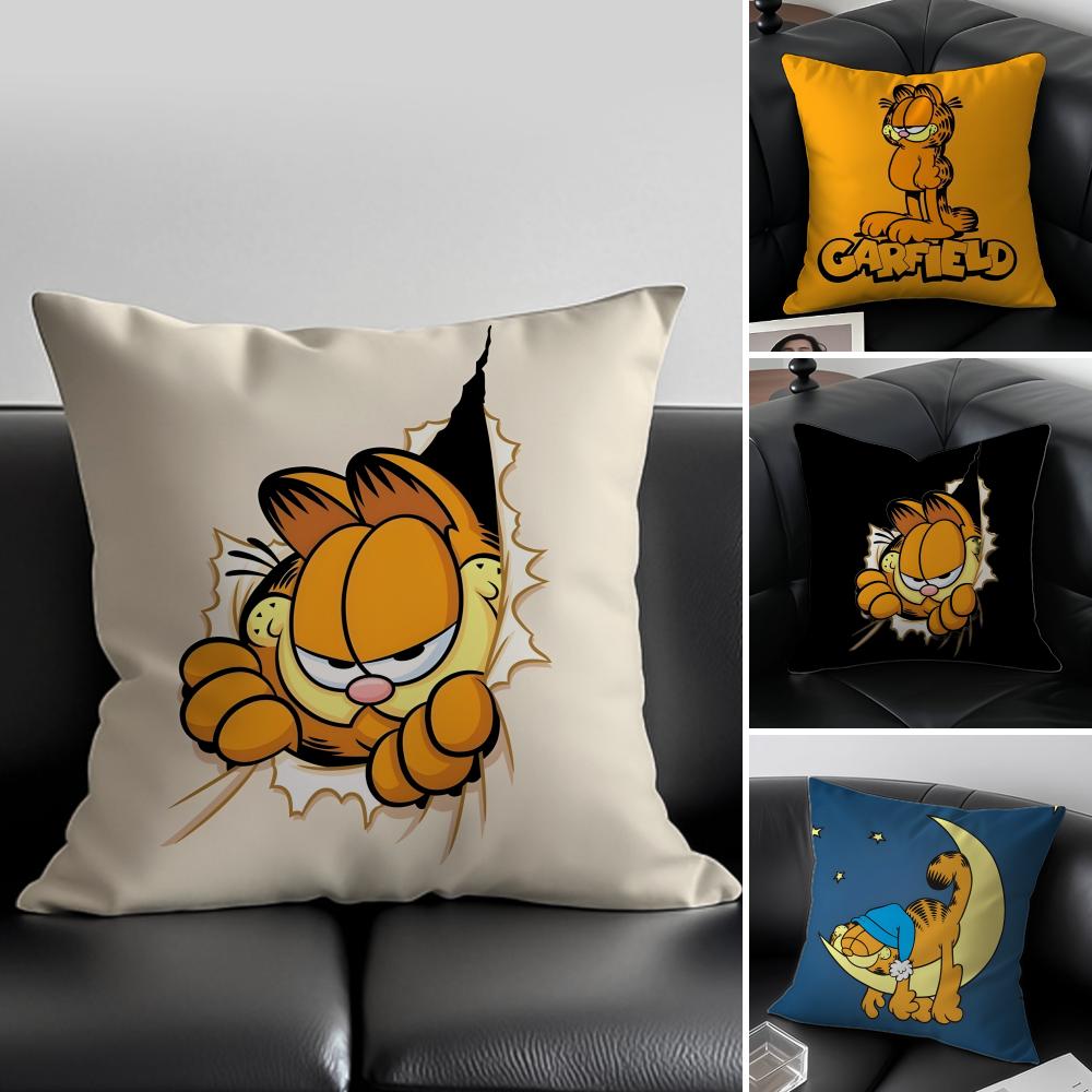 cartoon lazy GGarfieldS Cushion Cover Pillow Case Antidustmite Invisible zipper silky plush cushion