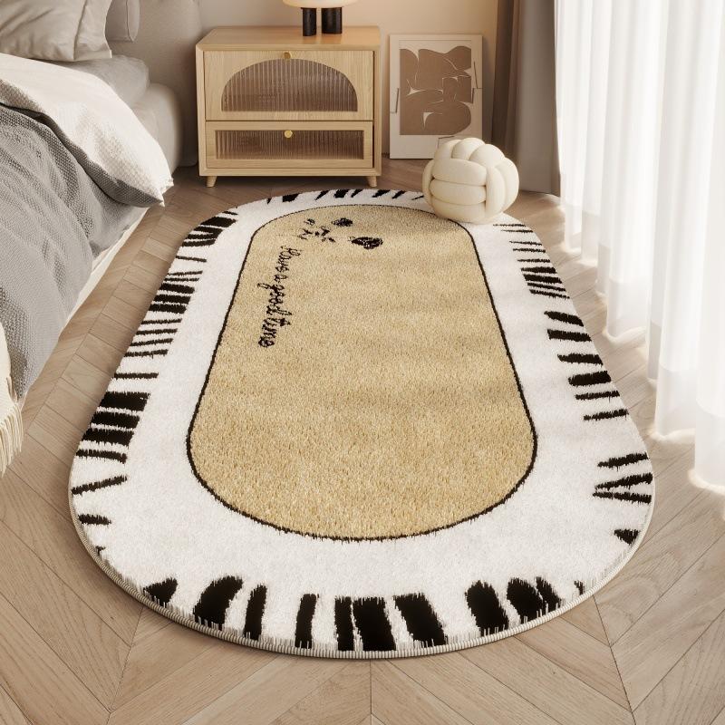 Плюшевый овальный ковер для девочек, кровать для спальни, нескользящий пушистый милый большой ковер для гостиной, диван, пушистый моющийся коврик для напольного покрытия