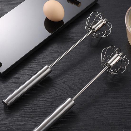 Semi-Automatic Whisk Stainless Steel Egg Beater Hand Push Rotary Egg Mixer Blender Handheld