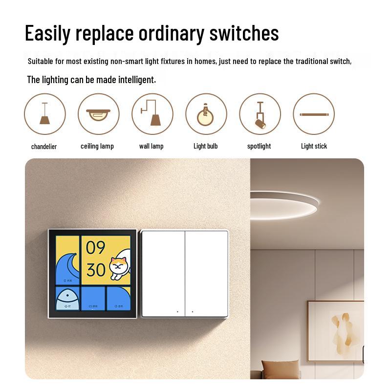 Aqara Liren D1 Smart Switch connects to Mijia HomeKit wireless remote control panel.