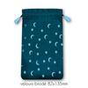 [A1435] - Turquoise 'Moon and Star' Velvet Tarot Pouch - 13x8 Cm