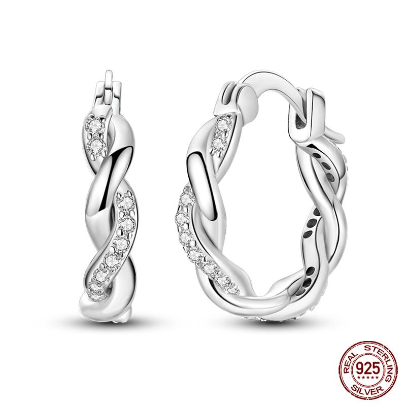 Charms Double Hoop Earrings For Women 100% 925 Silver Cubic Zircon Heart Star Moon Earrings Elegant Birthday Jewelry Gifts