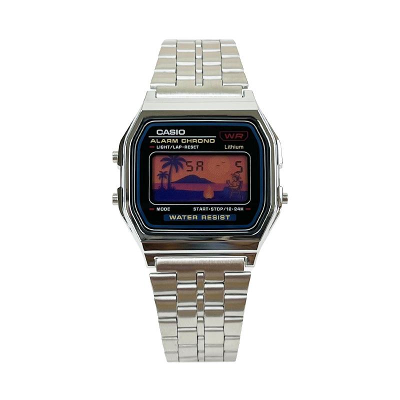 Casio Индивидуальные часы модифицированная серия студенческие ретро классические маленькие квадратные модные спортивные водонепроницаемые кварцевые стальной ремешок sa A159WA-N1D