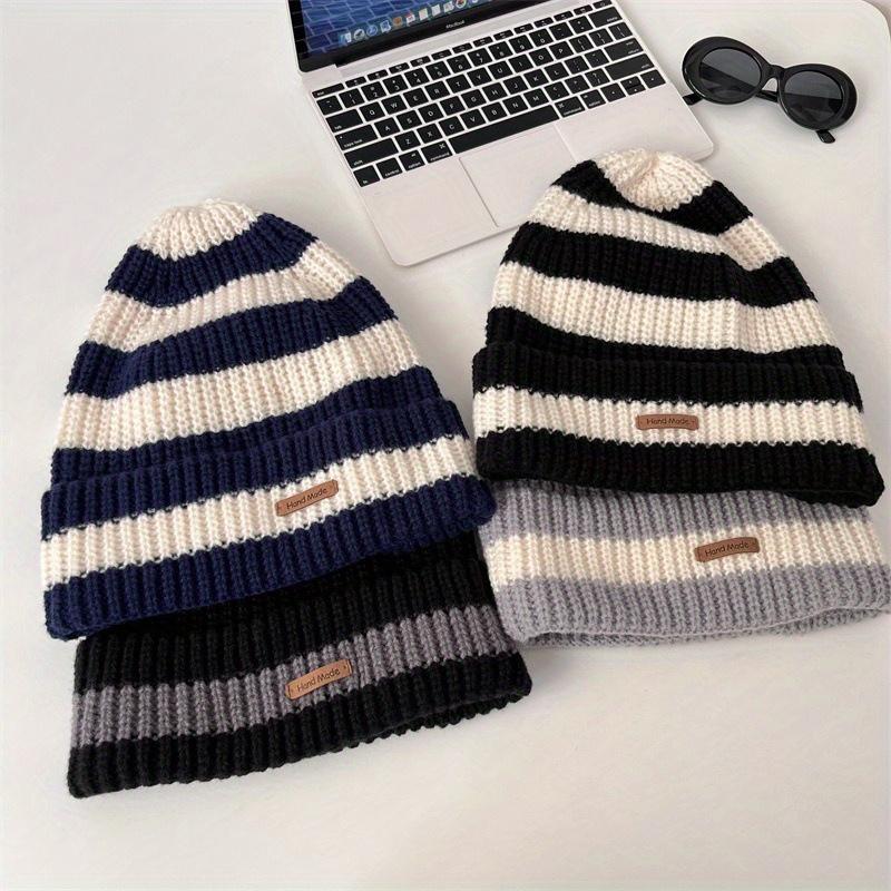 Women's And Men's Striped Beanie, Autumn/Winter Warmth And Lightweight Hat