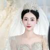 Свадебная хрустальная корона тиара женская премиум циркон светлая роскошная подвеска на лоб тяжелая промышленность подвеска для бровей свадебные аксессуары корона