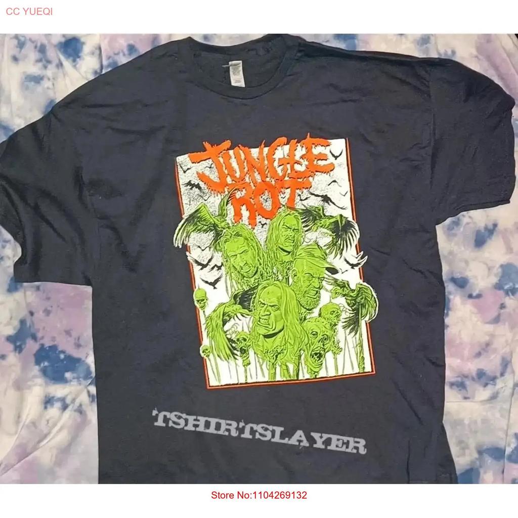 Vtg Style Jungle Rot Tour Rock Music Short Sleeve Black Color Shirt Kv40651 Vintage Stylish Stretched Versatile Graphic