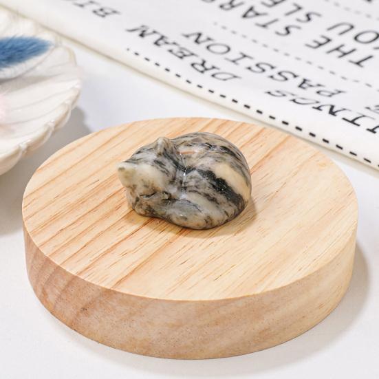 Lucky Cat Decor Faux Crystal Healing Ornamental Hand Carved Stone Figurine for Positive Energy Meditation