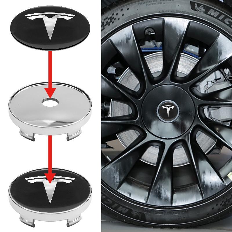 4Pcs 56mm/60mm Tesla Car Wheel Center Hub Cap For Model 3 Model Y Model X Model S Auto Rim Cover Decorate Stickers Accessories