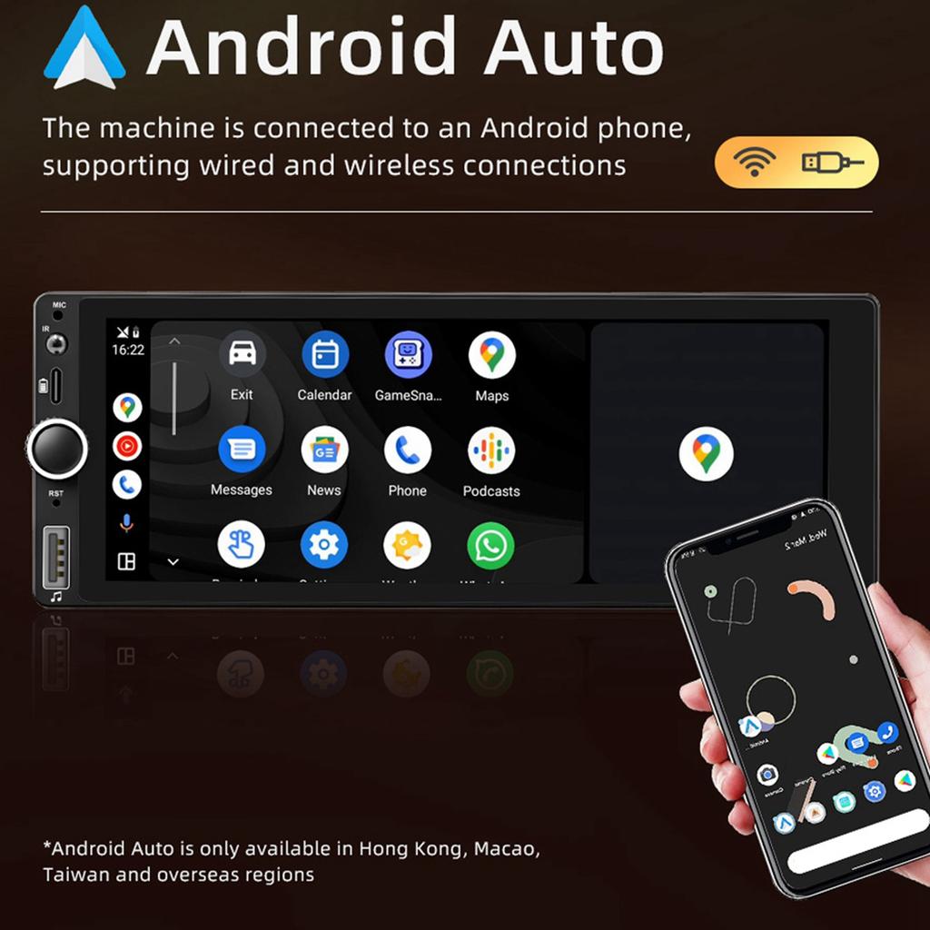 Автомагнитола Android 13 Single Din с GPS-навигацией, 6,86-дюймовым сенсорным экраном, поддержкой Carplay, Android Auto, WiFi, BT