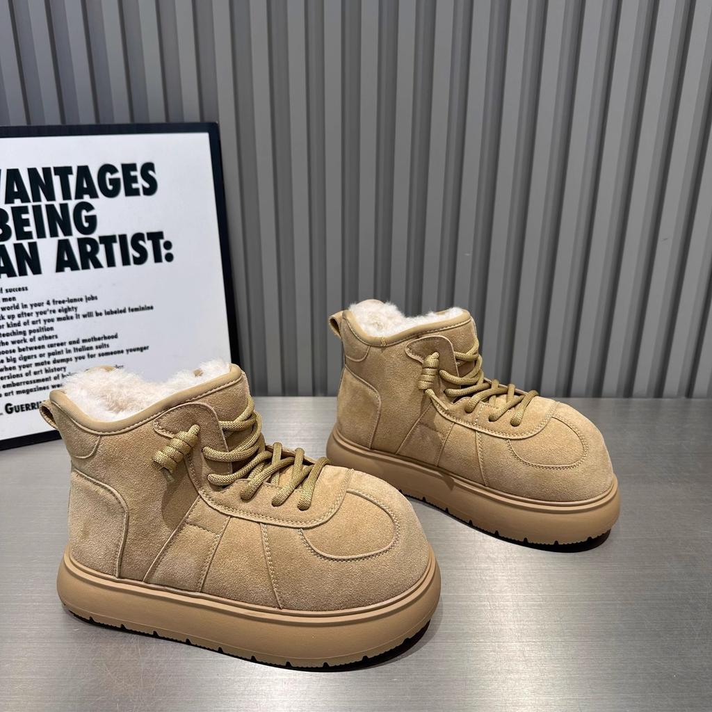 Модные ботинки-дутики на толстой подошве с высоким голенищем для женщин, осенне-зимние новые матовые ботинки на шнуровке, детская трендовая модель