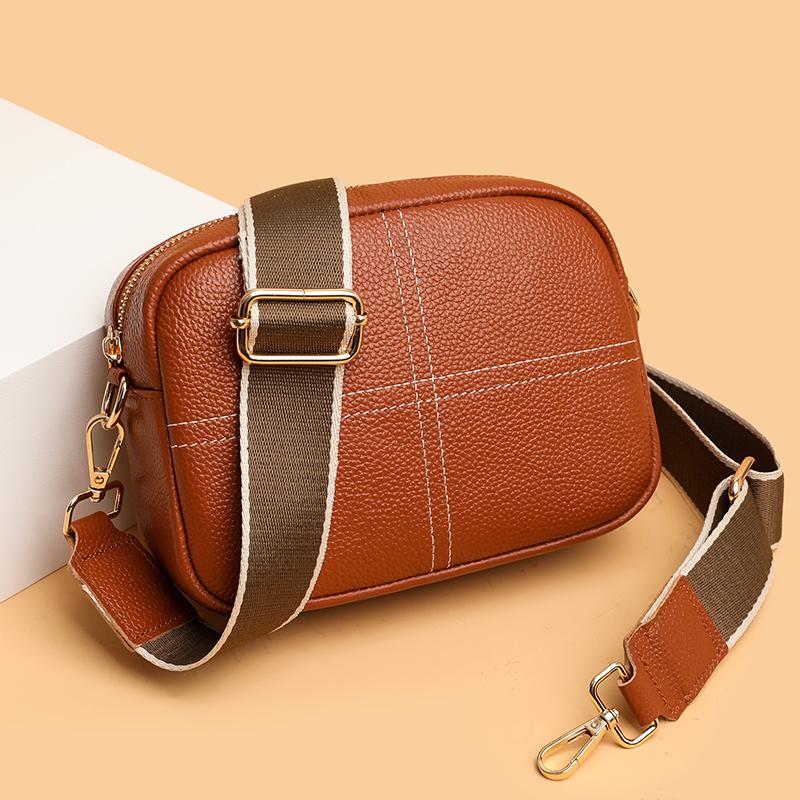 High Quality Cow Leather Shoulder Crossbody Bag for Women Fashion Pure Color Soft Genuine Leather Messenger Bag