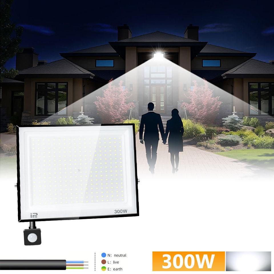 LED PIR Motion Sensor Floodlight Outdoor 20W 30W 50W 100W 150W 200W AC220V110V Waterproof Outdoor Projector Spotlight For Garden