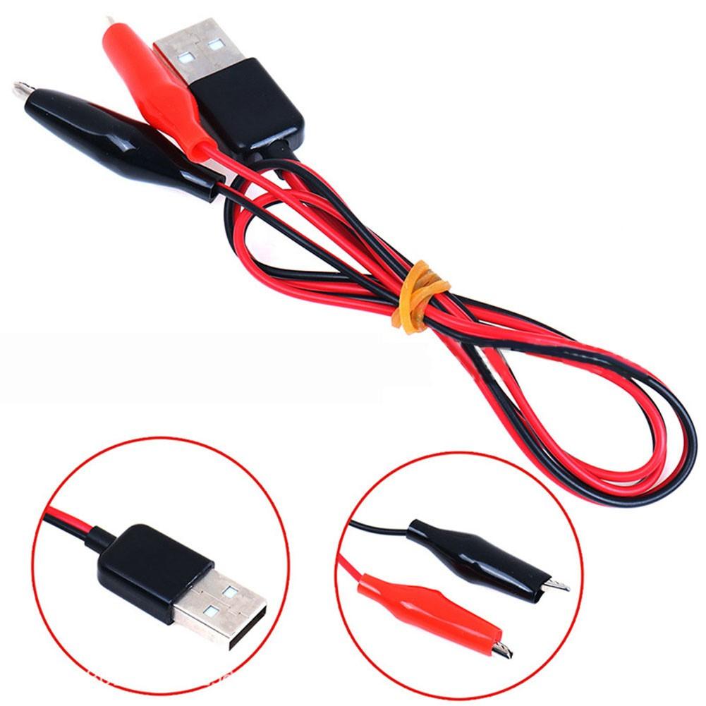 Тестовый провод 33 см, USB-папа на USB-маму, с подключением через зажимы типа «крокодил»