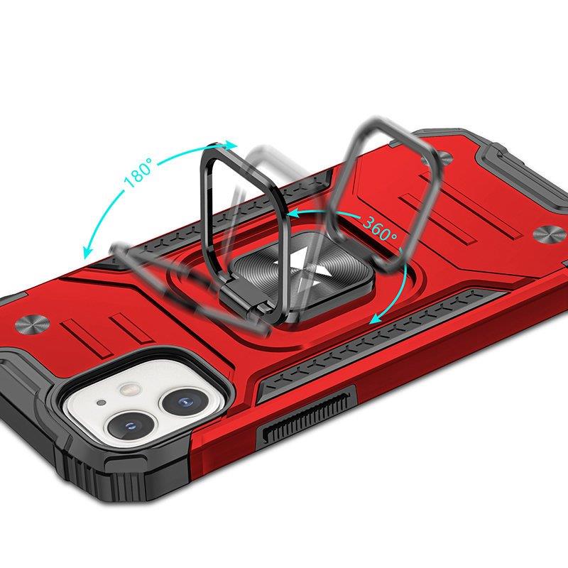 Armored case cover for iPhone 14 Plus magnetic holder Ring Armor red