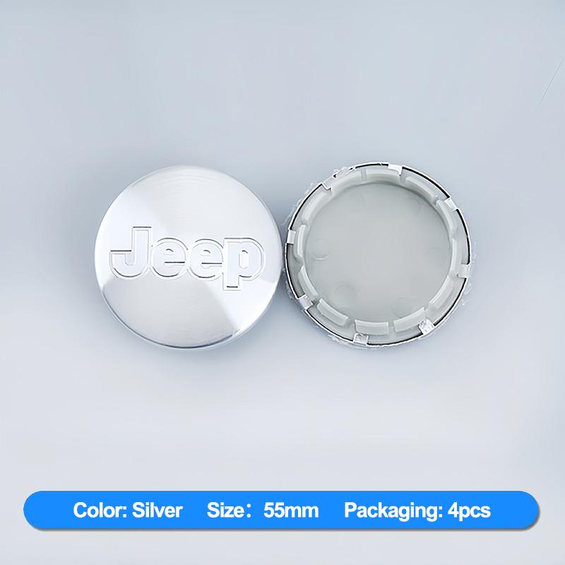 4Pcs 56mm Car Wheel Center Cover Stickers Hub Cap Sticker For Jeep Wrangler Grand Cherokee Avenger Compass Wagoneer Gladiator JL PSLVW1