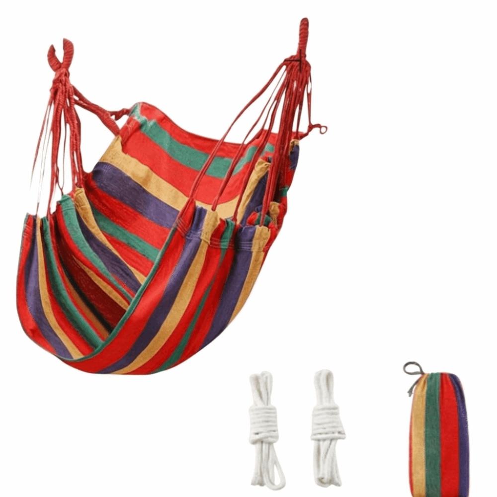 Colorful Stripe Hammock Chair Anti-Rollove Canvas Swing Durable Canvas Hanging Chair Indoor