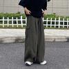 Men Pants with Multi Pockets Elastic Waist Wide Leg Oversized Vintage Cargo Pants Solid Color Streetwear Slacks for Outdoor Hiking Camping