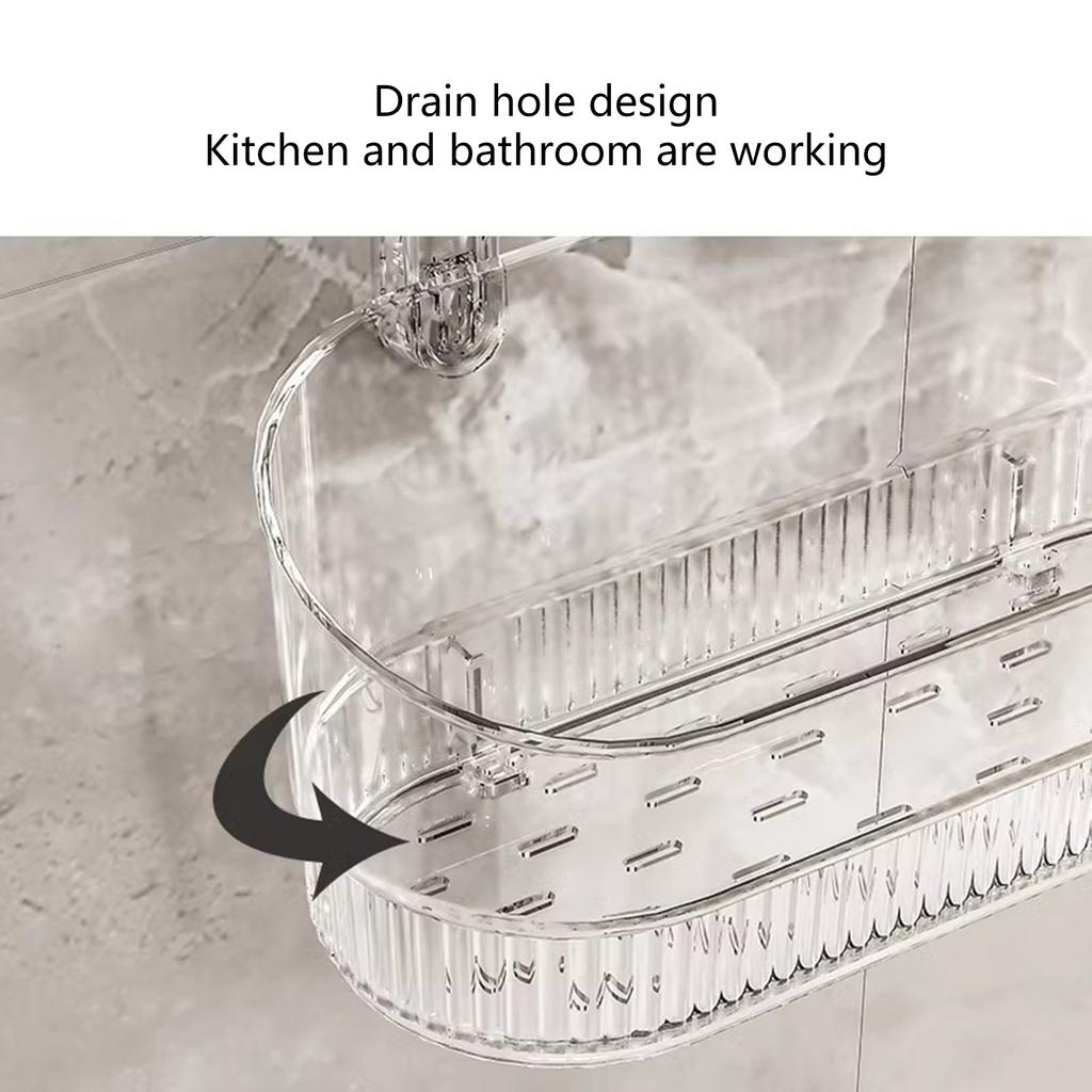 Сверхпрочная присоска Коробка для хранения Настенный держатель для косметики для ванной комнаты Прозрачная полка для использования в ванной и на кухне