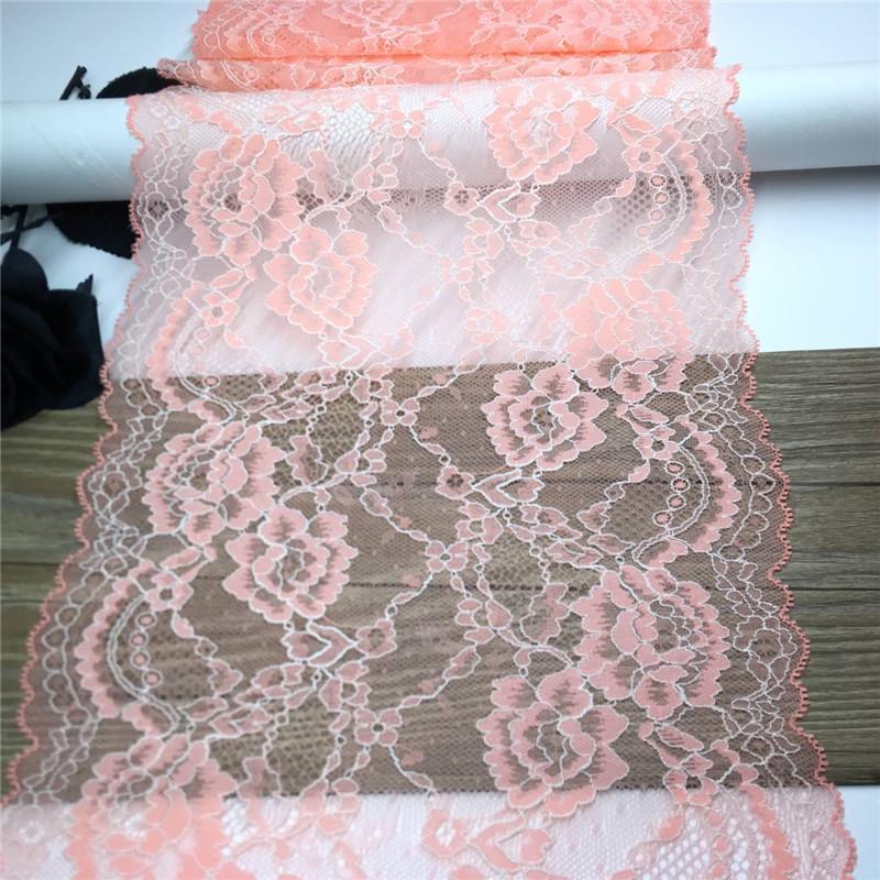 23cm Wide Stretchy Lace, Light Orange Elastic Spandex Lace for Lingerie, Bra, Underwear, Sewing & Crafting
