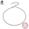 ORSA JEWELS 925 Проба Стерлинговое Серебро Новая Модная Плоская Цепочка с Бусинами Браслет на Лодыжку Женский Простой Характер Сексуальная Горячая Цепочка Украшение на Лодыжку SA13