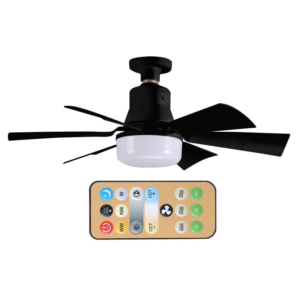 Ceiling Fan Light with Remote Socket Ceiling Fan Timing Light Bulb Fan 3 Gear Wind Speed 6 Blades for Living Room Bedroom