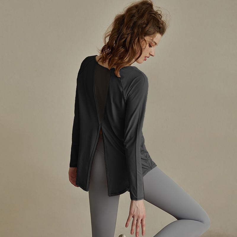 Yoga clothes, tops, women's loose fitness clothes, quick-drying clothes, breathable and thin sports long-sleeved blouses, running thin fitness clothes