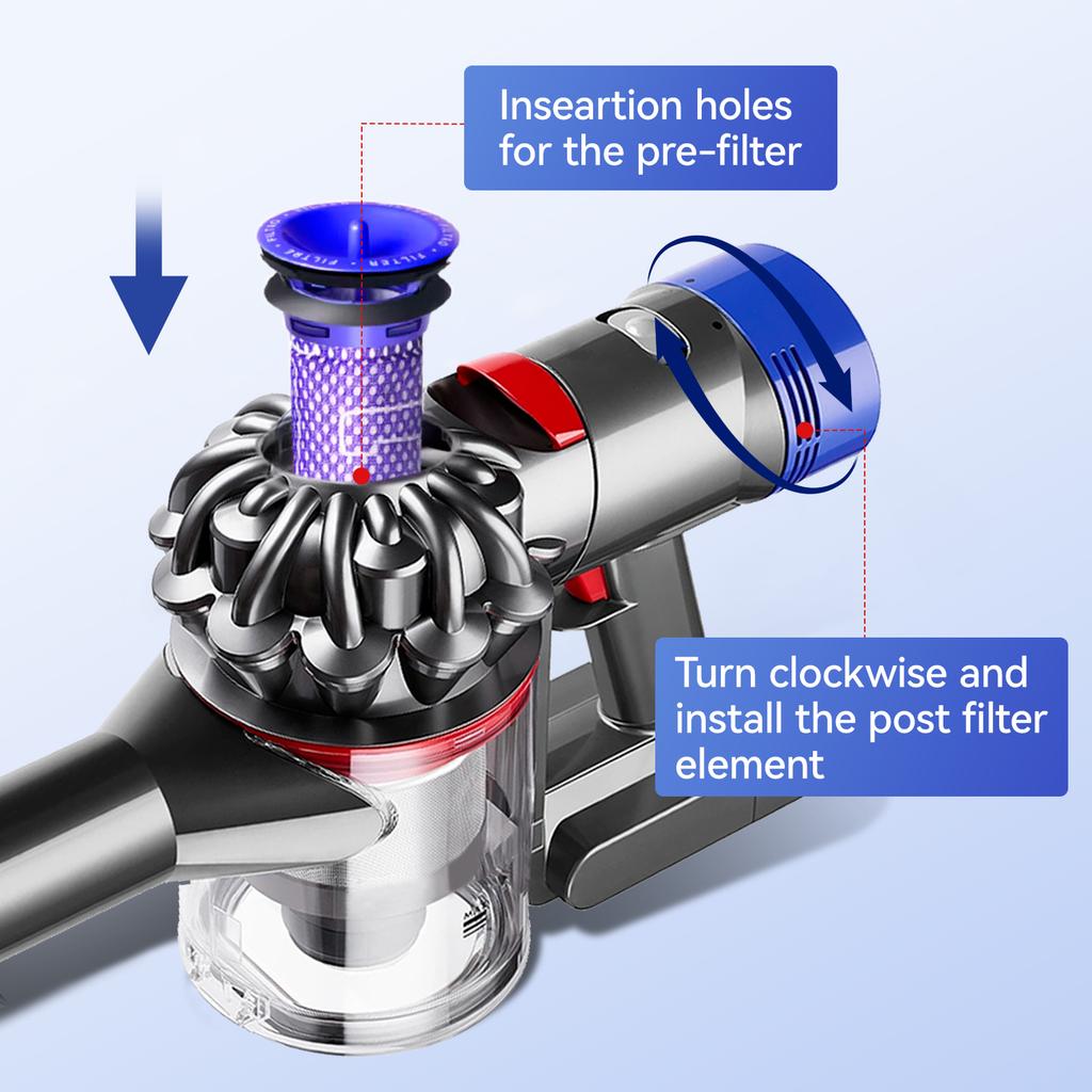 8 Pack Replacement Vacuum Filters for Dyson V7 V8 motorhead Absolute HEPA Filter