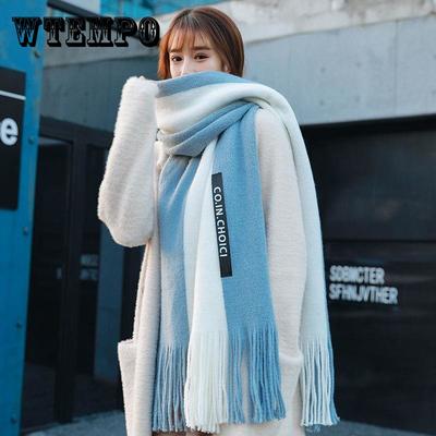 Женский зимний шарф в Корейском стиле, универсальная осенне-зимняя студенческая милая утепленная шаль для пар, женский нагрудник
