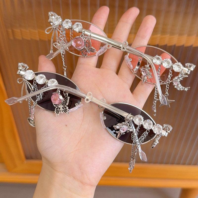 Модные бриллиантовые очки с маленькой оправой, эллиптические, женские, металлические, блокирующие синий свет, японские ретро очки Y2K