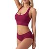 Женское спортивное нижнее белье для йоги, однотонный высокоэластичный антиэкспозиционный бюстгальтер пуш-ап с открытой спиной и трусами с подъемом бедер, комплект из двух предметов