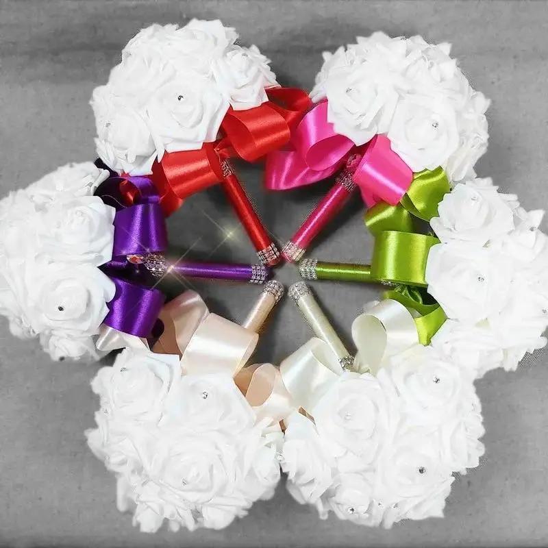 1 шт. Новые 18 см Кристальные розы Жемчуг Свадебные Свадебные Цветы для Держания День Святого Валентина Предложение Имитация Букета для Фотографии