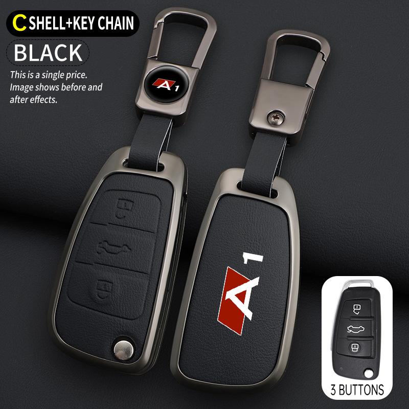 For 22z 8VZinc Alloy+Leather Car Remote Smart Key Cover Case Shell for 22z A1 A3 A4 A5 A6 A7 A8 Quattro Q3 Q5 Q7 2009-2015 Accessories