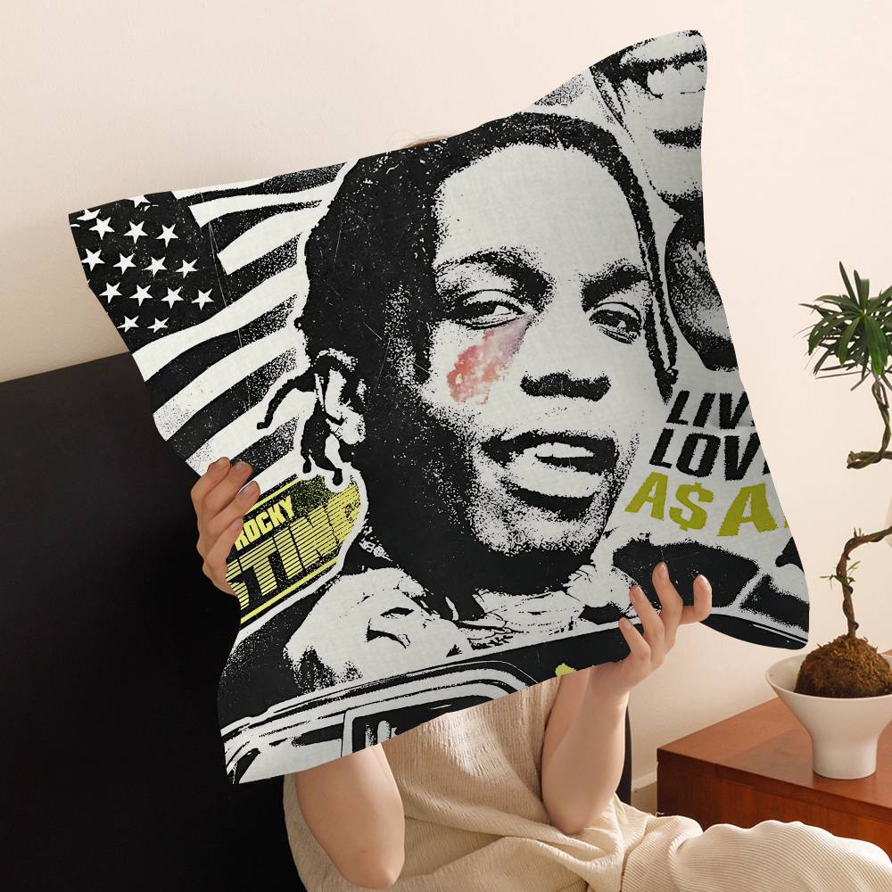 Подушки с принтом рэперов A-ASAP R-Rocky Мультяшные Декоративные для дивана Домашние Двусторонние Короткий плюш Милые Наволочки